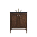 James Martin Addison 30" Single Vanity Cabinet with Doors Mid Century Acacia with 3 cm Charcoal Soapstone Quartz Top E445-V30-MCA-3CSP