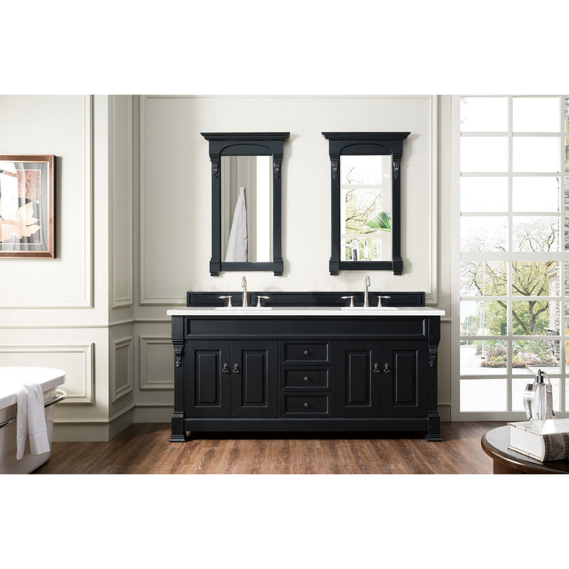 James Martin Brookfield 72" Antique Black Double Vanity with 3 cm Eternal Serena Quartz Top 147-114-5731-3ESR