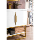 James Martin Columbia 31.5" Single Vanity Cabinet Glossy White Radiant Gold with White Glossy Resin Countertop 388-V31.5-GW-RGD-WG