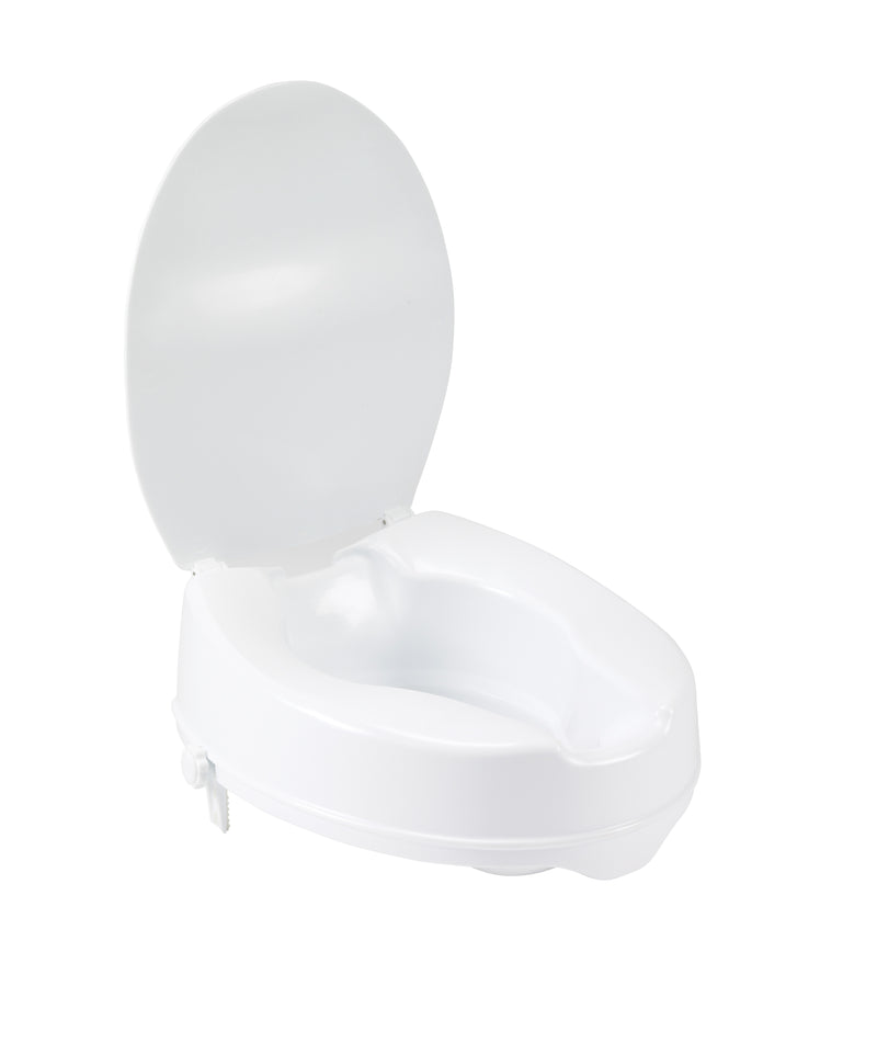 Drive Medical Raised Toilet Seat with Lock and Lid, Standard Seat, 4"
