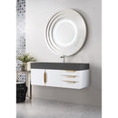 James Martin Mercer Island 48" Single Vanity Glossy White Radiant Gold with Dusk Gray Glossy Composite Top 389-V48-GW-G-DGG