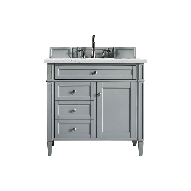 James Martin Brittany 36" Urban Gray Single Vanity with 3 cm Ethereal Noctis Quartz Top 650-V36-UGR-3ENC