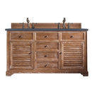 James Martin Savannah 60" Double Vanity Cabinet Driftwood with 3 cm Charcoal Soapstone Quartz Top 238-104-5611-3CSP