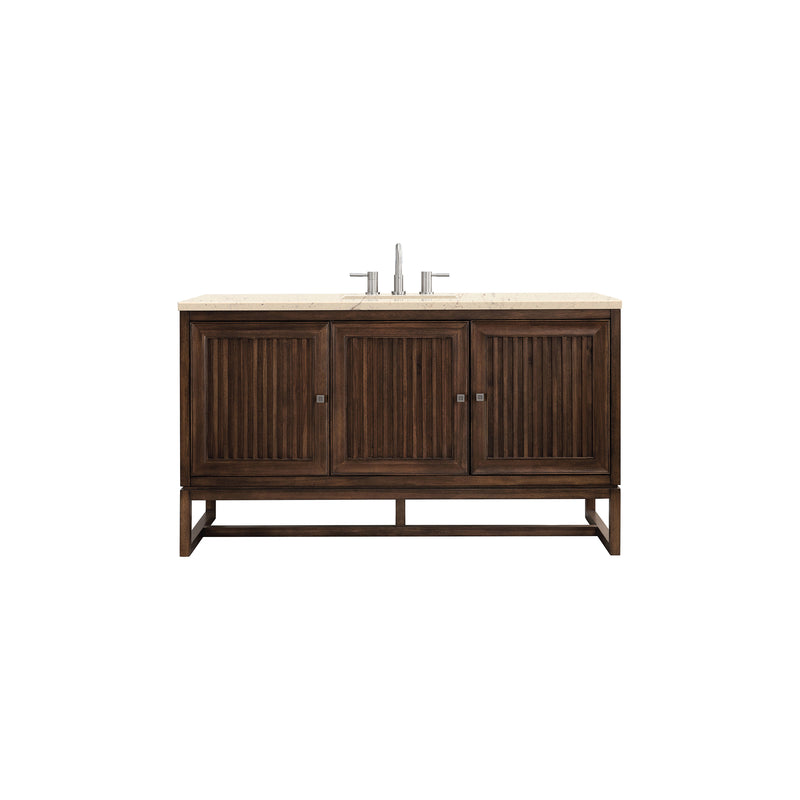 James Martin Athens 60" Single Vanity Cabinet Mid Century Acacia with 3 cm Eternal Marfil Top E645-V60S-MCA-3EMR