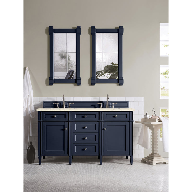 James Martin Brittany 60" Victory Blue Double Vanity with 3 cm Eternal Marfil Quartz Top 650-V60D-VBL-3EMR