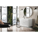 James Martin Athens 36" Single Vanity Cabinet Glossy White with 3 cm Classic White Quartz Top E645-V36-GW-3CLW