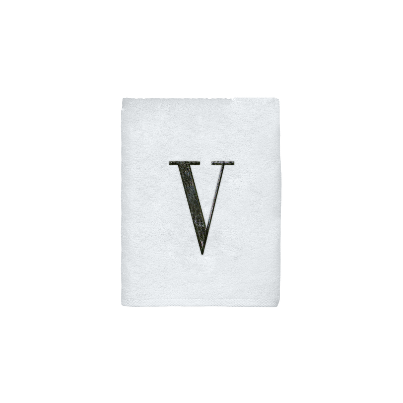 Avanti Towels White/Silver Block Monogram Bath Towel
