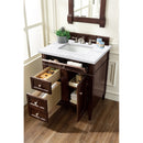 James Martin Brittany 30" Single Vanity Burnished Mahogany with 3 cm Arctic Fall Solid Surface Top 650-V30-BNM-3AF