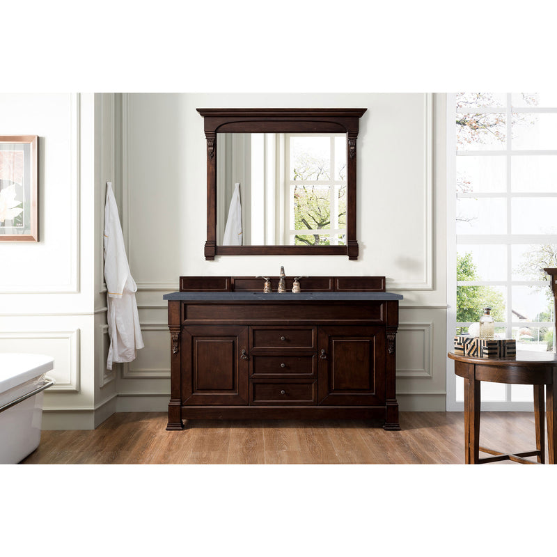 James Martin Brookfield 60" Burnished Mahogany Single Vanity with 3 cm Charcoal Soapstone Quartz Top 147-114-5361-3CSP