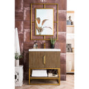 James Martin Columbia 31.5" Single Vanity Cabinet Latte Oak Radiant Gold with White Glossy Composite Countertop 388V31.5LTORGDWG