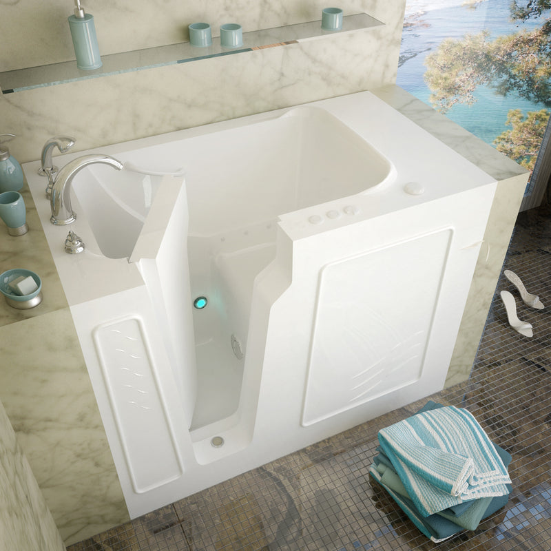 MediTub Walk-In 29" x 52" Left Drain White Air Jetted Walk-In Bathtub