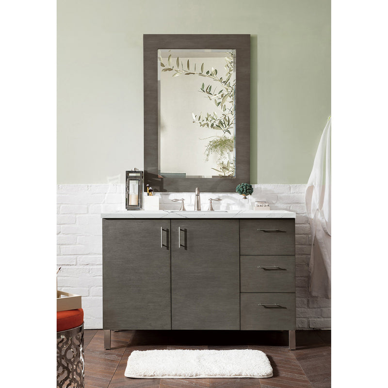 James Martin Metropolitan 48" Single Vanity Silver Oak with 3 cm Ethereal Noctis Quartz Top 850-V48-SOK-3ENC