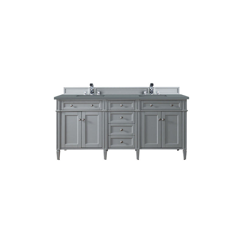 James Martin Brittany 72" Urban Gray Double Vanity with 3 cm Cala Blue Quartz Top 650-V72-UGR-3CBL