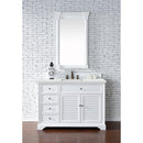 James Martin Savannah 48" Single Vanity Cabinet Bright White with 3 cm Ethereal Noctis Quartz Top 238-104-V48-BW-3ENC