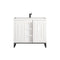 James Martin Alicante' 39.5" Single Vanity Cabinet Glossy White Matte Black with White Glossy Resin Countertop E110-V39.5-GW-MBK-WG