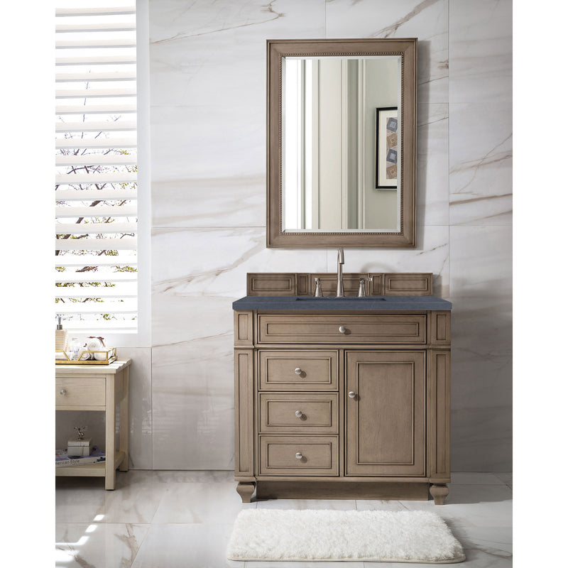 James Martin Bristol 36" Single Vanity Whitewashed Walnut with 3 cm Charcoal Soapstone Quartz Top 157-V36-WW-3CSP