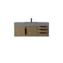 James Martin Mercer Island 48" Single Vanity Latte Oak Matte Black with Dusk Gray Glossy Composite Top 389-V48-LTO-MB-DGG