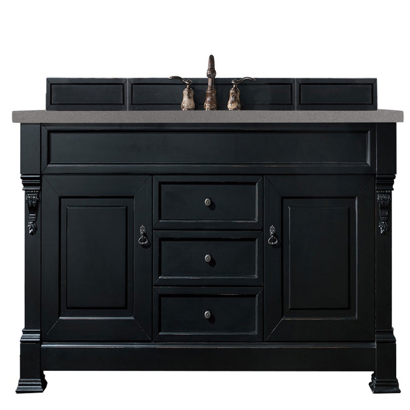 James Martin Brookfield 60" Antique Black Single Vanity with 3 cm Grey Expo Quartz Top 147-114-5331-3GEX