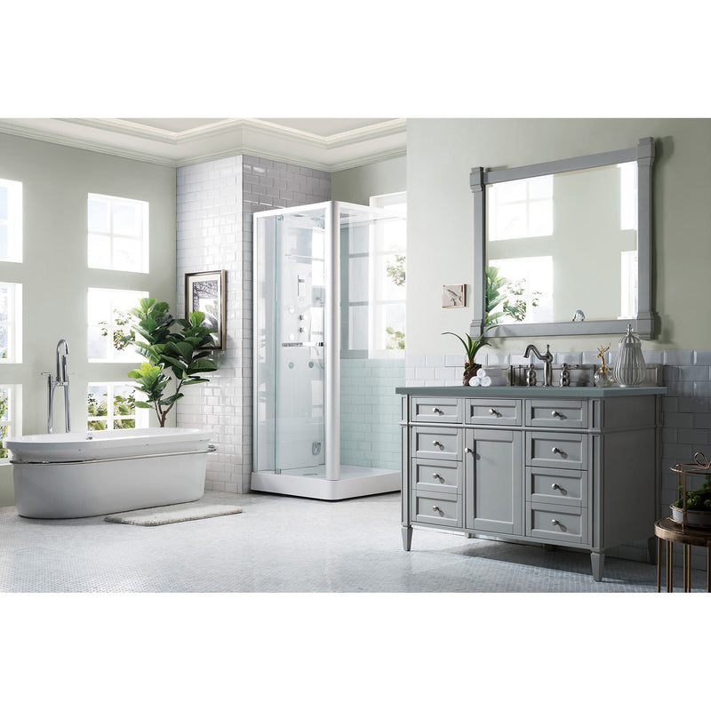 James Martin Brittany 48" Urban Gray Single Vanity with 3 cm Cala Blue Quartz Top 650-V48-UGR-3CBL