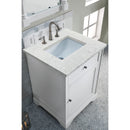 James Martin Savannah 26" Single Vanity Cabinet Bright White with 3 cm Eternal Jasmine Pearl Quartz Top 238-104-V26-BW-3EJP