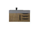 James Martin Mercer Island 36" Single Vanity Latte Oak Matte Black with Dusk Grey Glossy Composite Top 389-V36-LTO-MB-DGG