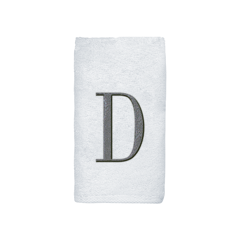 Avanti Towels White/Silver Block Monogram Hand Towel