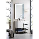 James Martin Columbia 36" Single Vanity Glossy White Matte Black with Glossy White Composite Top 388-V36-GW-MB-GW