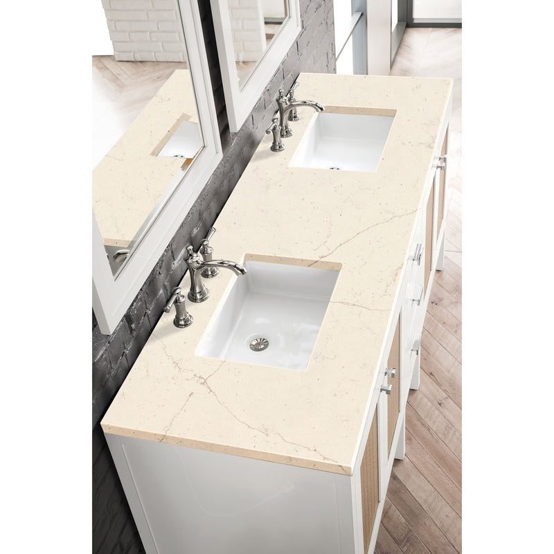 James Martin Addison 72" Double Vanity Cabinet Glossy White with 3 cm Eternal Marfil Top E444-V72-GW-3EMR