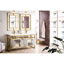 James Martin Boston 63" Stainless Steel Sink Console Double Basins Radiant Gold with Glossy White Storage Cabinet White Glossy Composite Countertop C105V63RGDSCGWWG