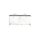 James Martin Addison 72" Double Vanity Cabinet Glossy White with 3 cm Charcoal Soapstone Quartz Top E444-V72-GW-3CSP