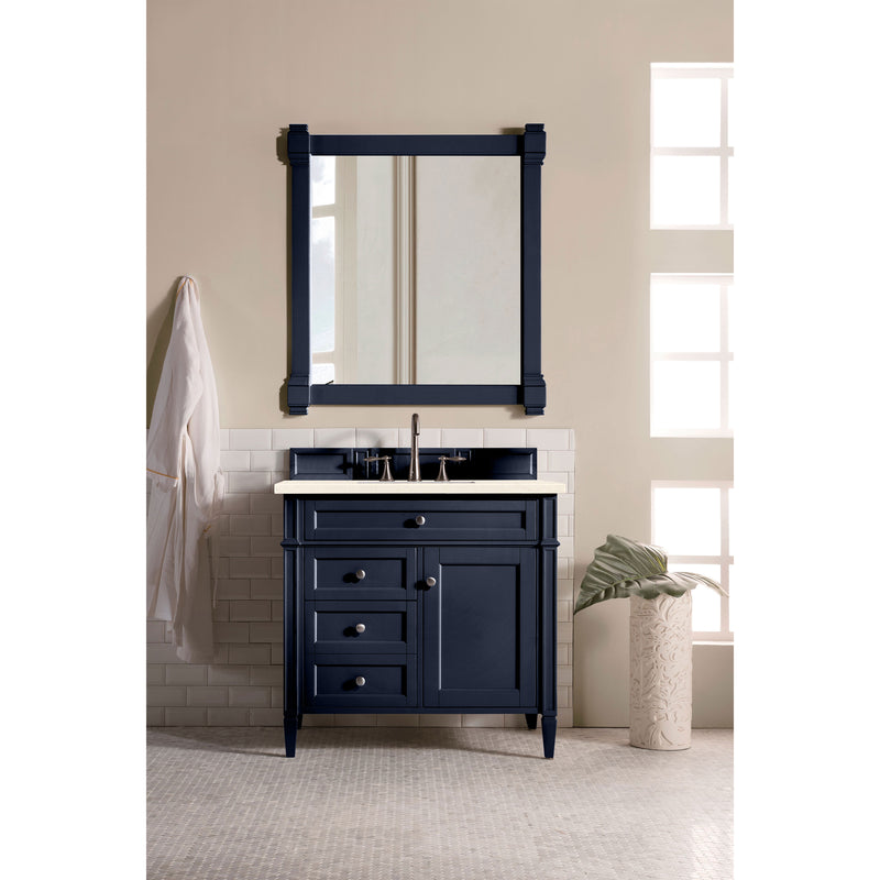 James Martin Brittany 36" Victory Blue Single Vanity with 3 cm Eternal Marfil Quartz Top 650-V36-VBL-3EMR