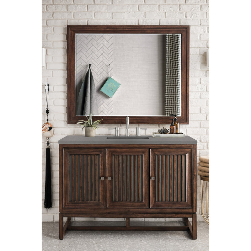 James Martin Athens 48" Single Vanity Cabinet Mid Century Acacia with 3 cm Gray Expo Quartz Top E645-V48-MCA-3GEX