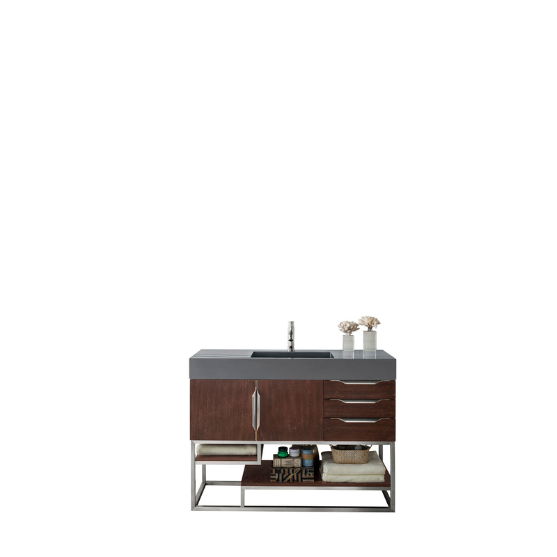 James Martin Columbia 48" Single Vanity Coffee Oak with Dusk Grey Glossy Composite Top 388-V48-CFO-BN-DGG