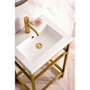 James Martin Boston 20" Stainless Steel Sink Console Radiant Gold with White Glossy Composite Countertop C105V20RGDWG