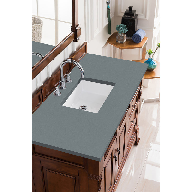 James Martin Brookfield 48" Warm Cherry Single Vanity with 3 cm Cala Blue Quartz Top 147-114-5286-3CBL