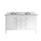 James Martin Palisades 60" Double Vanity Bright White with 3 cm Eternal Serena Quartz Top 527-V60D-BW-3ESR