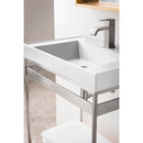 James Martin Como 27.6" Sink Console Brushed Nickel Natural Ash with Glossy White Composite Top C325V27.6BNKNTAGW