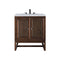 James Martin Athens 30" Single Vanity Cabinet Mid Century Acacia with 3 cm Carrara White Top E645-V30-MCA-3CAR