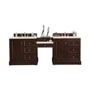 James Martin De Soto 94" Double Vanity Set Burnished Mahogany with Makeup Table 3 cm Eternal Marfil Quartz Top 825-V94-BNM-DU-EMR