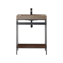 James Martin Como 27.6" Sink Console Matte Black Mid Century Walnut W/Stone Grey Composite Top C325V27.6MBKWLTSTG