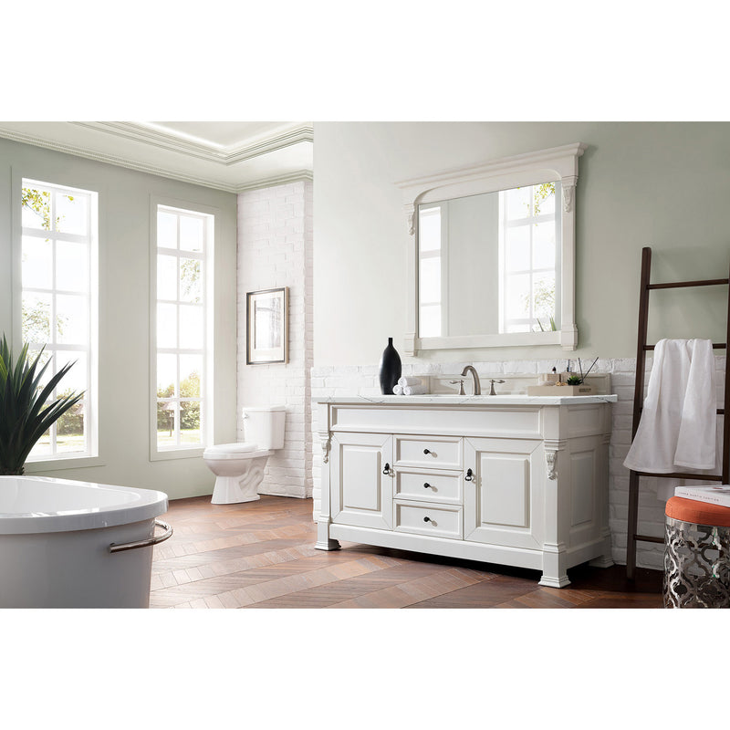 James Martin Brookfield 60" Bright White Single Vanity with 3 cm Ethereal Noctis Quartz Top 147-V60S-BW-3ENC