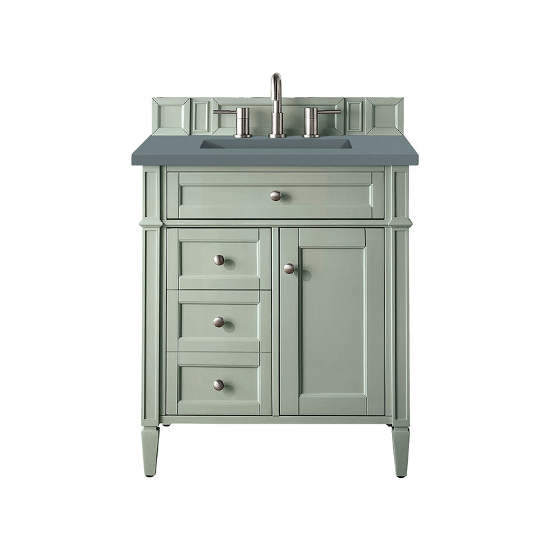 James Martin Brittany 30" Single Vanity Sage Green with 3 cm Cala Blue Quartz Top 650-V30-SGR-3CBL