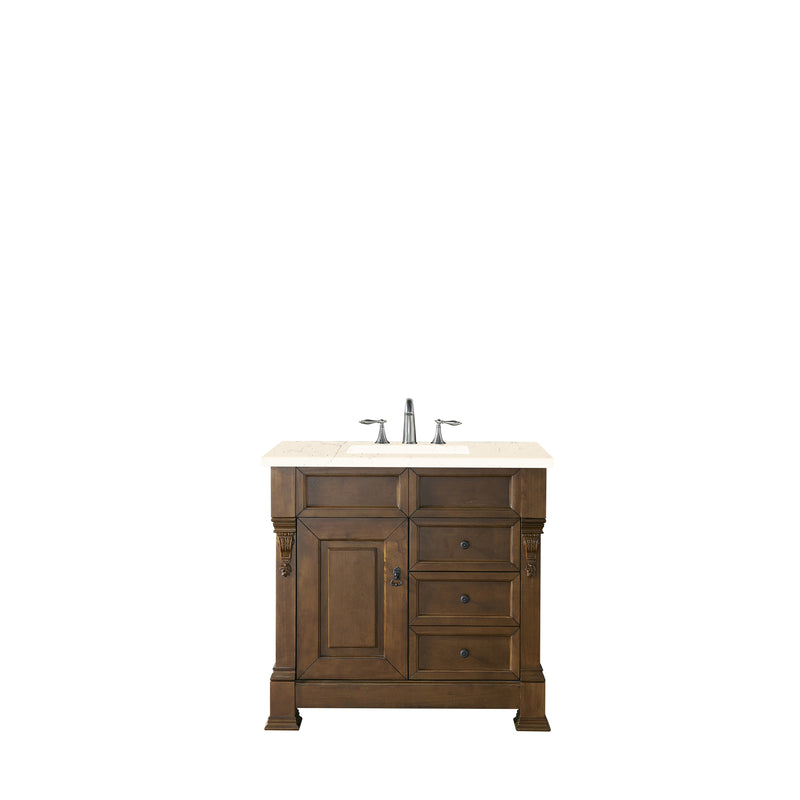 James Martin Brookfield 36" Country Oak Single Vanity with 3 cm Eternal Marfil Quartz Top 147-114-5576-3EMR