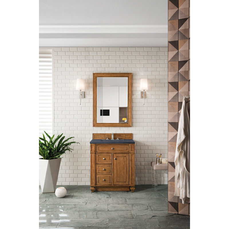 James Martin Bristol 30" Single Vanity Saddle Brown with 3 cm Charcoal Soapstone Quartz Top 157-V30-SBR-3CSP