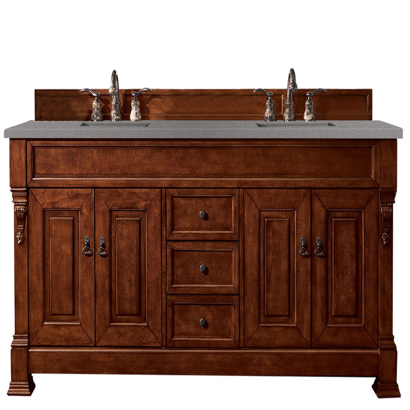 James Martin Brookfield 72" Warm Cherry Double Vanity with 3 cm Grey Expo Quartz Top 147-114-5781-3GEX