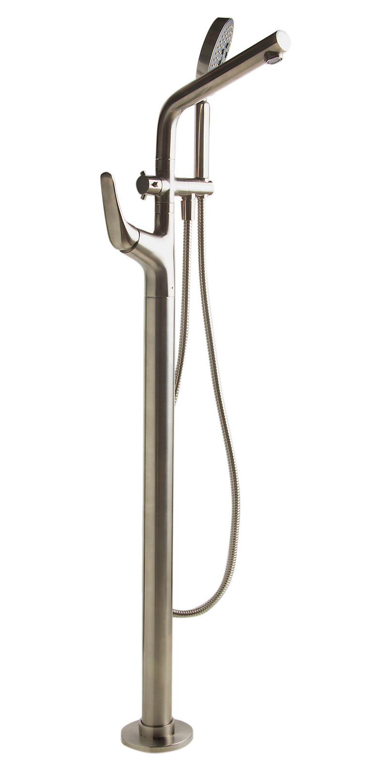 ALFI Brushed Nickel Floor Mounted Tub Filler and Mixer with additional Hand Held Shower Head AB2758