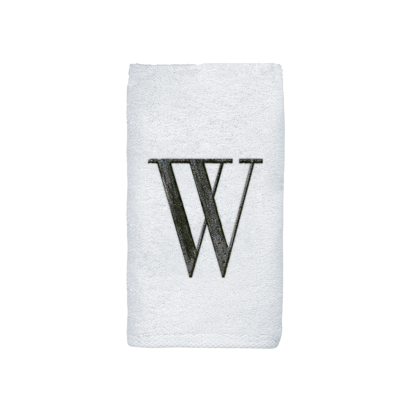 Avanti Towels White/Silver Block Monogram Hand Towel