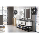 James Martin Columbia 72" Double Vanity Glossy White Matte Black with Dusk Gray Glossy Composite Top 388-V72D-GW-MB-DGG