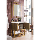 James Martin Columbia 31.5" Single Vanity Cabinet Latte Oak Radiant Gold with White Glossy Resin Countertop 388-V31.5-LTO-RGD-WG