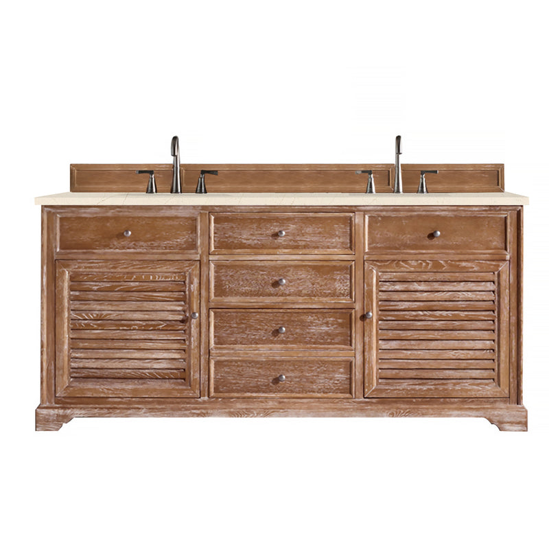 James Martin Savannah 72" Double Vanity Cabinet Driftwood with 3 cm Eternal Marfil Quartz Top 238-104-5711-3EMR